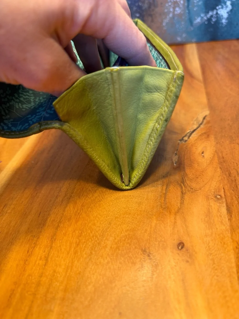 Fossil Boho Y2K Distressed Leather Wallet Olive Green Project Piece (GUC)